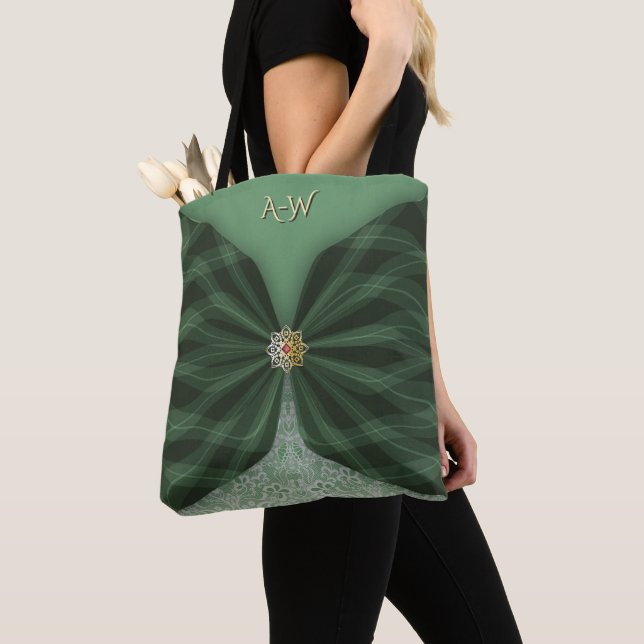 Monogrammierte botanische GreenJewel-Textil-Illusi (Von Nahem)