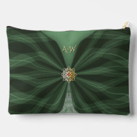 Monogrammierte botanische grüne Textil-Illusion