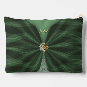 Monogrammierte botanische grüne Textil-Illusion Zubehörtasche