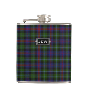 Monogrammierte Clan Wellington Tartan Karo-Flasche Flachmann
