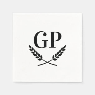 Monogrammierte Cocktailservietten mit Kranzlogo Serviette