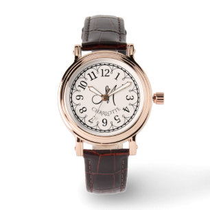 Monogrammierte Damen-Roségold-Vintage Armbanduhr