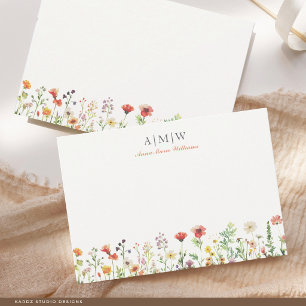 Monogrammierte elegante Boho-Chic-Notizkarte Mitteilungskarte