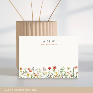 Monogrammierte elegante Boho-Chic-Notizkarte Mitteilungskarte