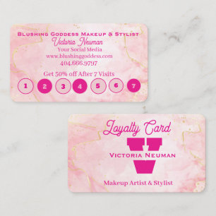 Monogrammierte elegante rosa Marmor-Glitter-Salon Treuekarte