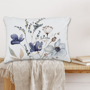 Monogrammierte elegante schicke Wasserfarbe blaue Dekokissen