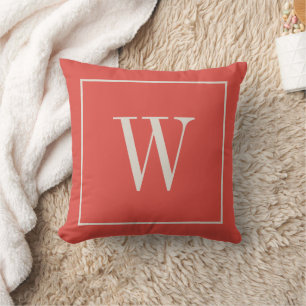 Monogrammierte Familieninitiale modern rot beige e Kissen