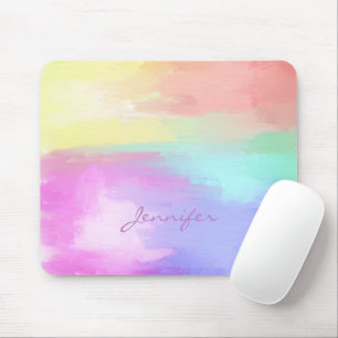 Monogrammierte Farbige Ölfarben-Pinselstriche Mousepad