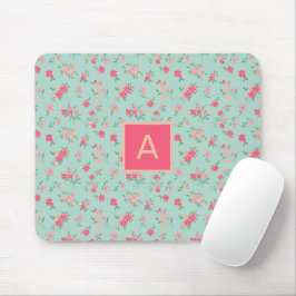 Monogrammierte farbige Rosa Tinte Blume Mousepad