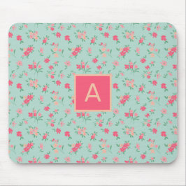 Monogrammierte farbige Rosa Tinte Blume Mousepad