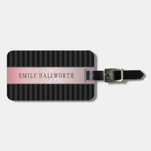Monogrammierte Faux-Roségold Schwarz & Graue Str Gepäckanhänger