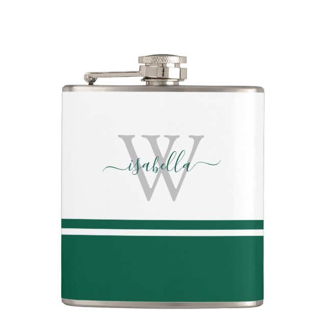 Monogrammierte Flasche Girly Moderne Schrift Smara Flachmann (Vorderseite)