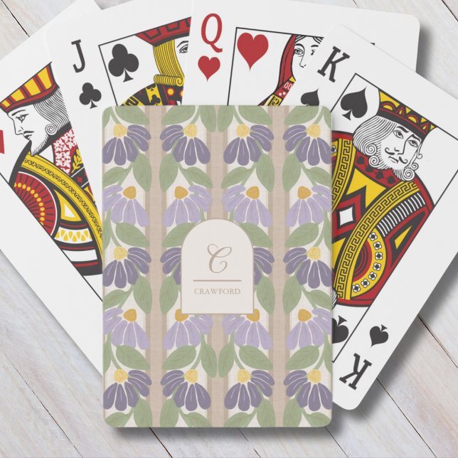 Monogrammierte florale Spielkarten  (Monogrammed Floral Playing Cards for Gifting or Family Game Night)