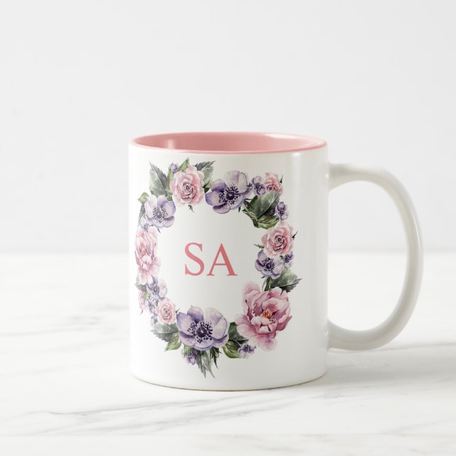 Monogrammierte Garland der Blume Tasse (Rechts)