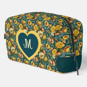 Monogrammierte gelbe Rosen  Waschbeutel