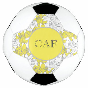 Monogrammierte gelbe und graue Blumenmuster  Fußball