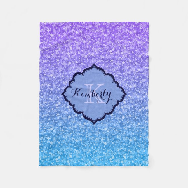 Monogrammierte Glitzer- und Glitzern-Muster Fleecedecke (Vorderseite)