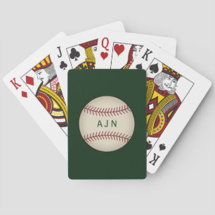 Monogrammierte grüne Baseballspielkarten Spielkarten