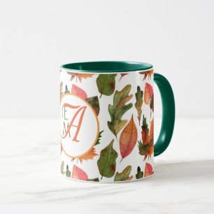 Monogrammierte Herbstblätter Herbstdekoration Oran Tasse