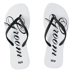 Monogrammierte Hochzeitsflipflops für Braut und Br Flip Flops