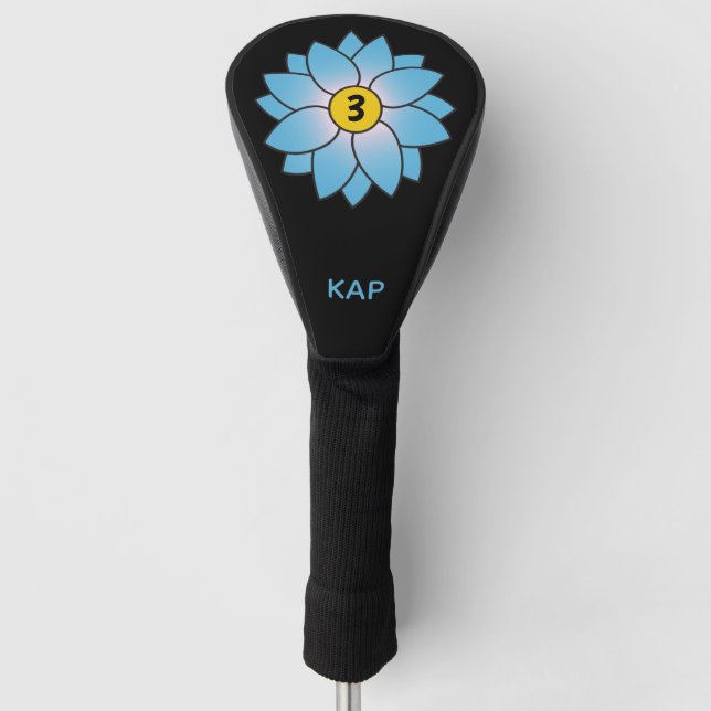 Monogrammierte Illustriert-Gelbe Daisy-Kopfbedecku Golf Headcover (Vorderseite)