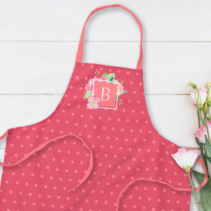 Monogrammierte Initiale Wasserfarbe Rosa Korallen Schürze