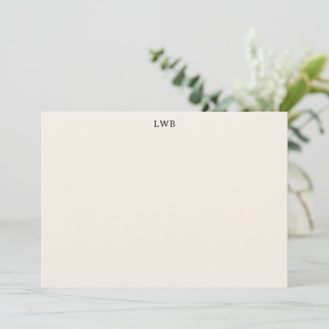 Monogrammierte Initialen Elfenbein Creme Moderne K Mitteilungskarte (Stehend Vorderseite)