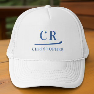 Monogrammierte Initialen Name Minimalistisch Blau Truckerkappe