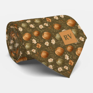 Monogrammierte Kürbispatch-Herbst Krawatte