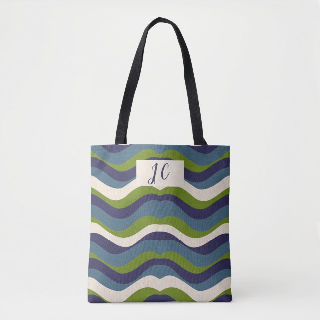 Monogrammierte l Wellige Retro-Streifen, (Vorderseite)