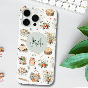 Monogrammierte Launische Florale Erdbeer-Land iPhone 16 Pro Max Hülle