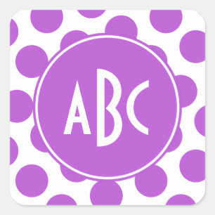 Monogrammierte mittelgroße Orchidee Polka Punkte Quadratischer Aufkleber