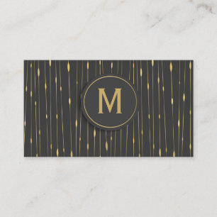 Monogrammierte moderne abstrakte Goldlinien - Holz Visitenkarte