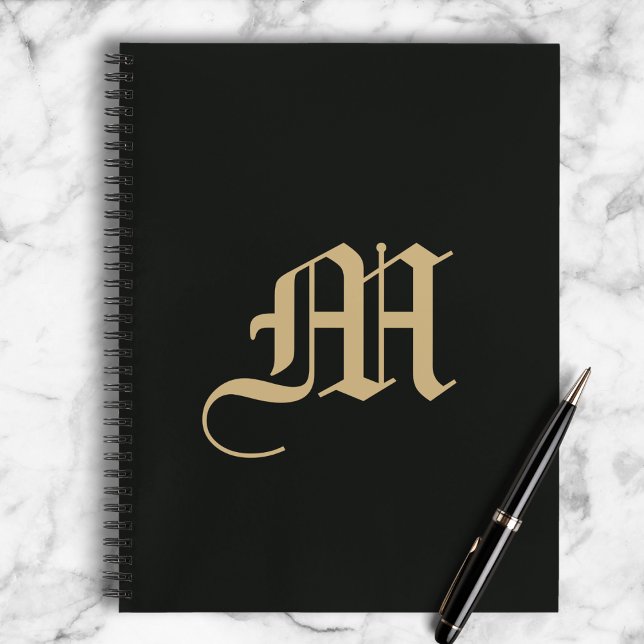 Monogrammierte moderne gothische Minimalistik in S Notizbuch (Bold gold monogram—your letter, your style.)