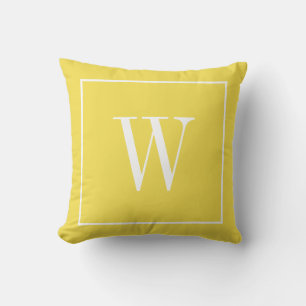 Monogrammierte moderne Initiale Gelb Weiß Kissen