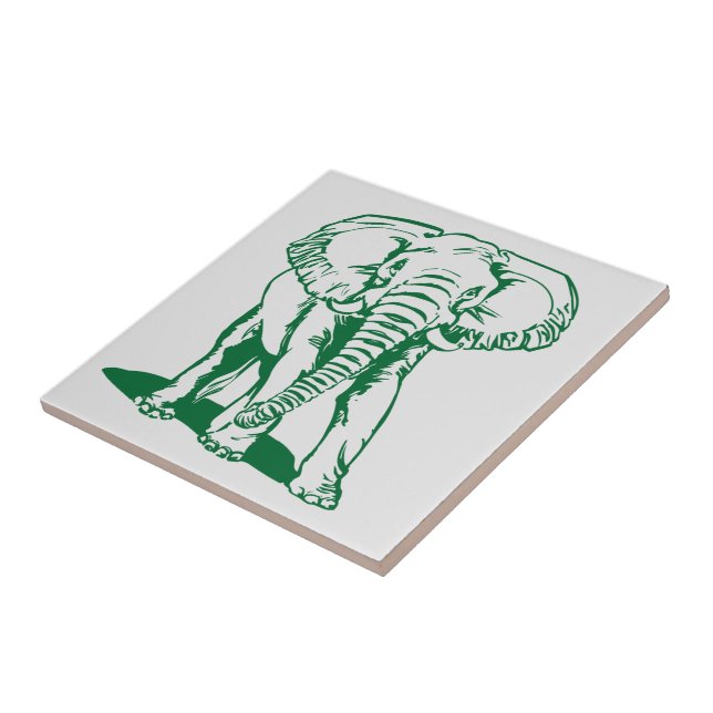 Monogrammierte Niedlich Hunter Green Elephant Line Fliese (Seite)