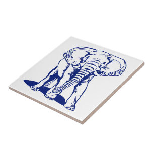Monogrammierte Niedliche Navy Blue Elephant Line Z Fliese