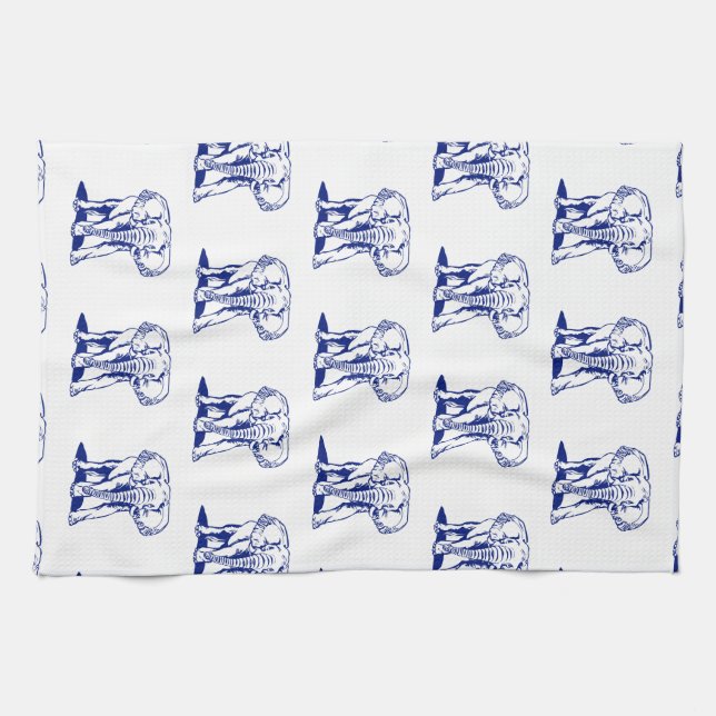 Monogrammierte Niedliche Navy Blue Elephant Line Z Handtuch (Horizontal)