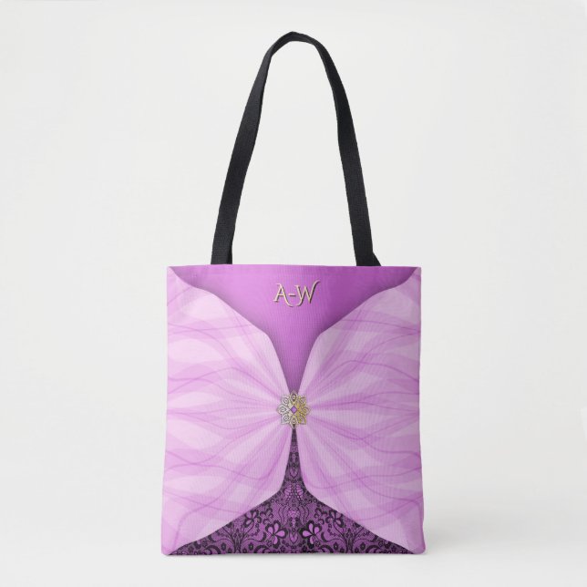Monogrammierte Orchideen-Rosa-Jewel-Textil-Illusio (Vorderseite)