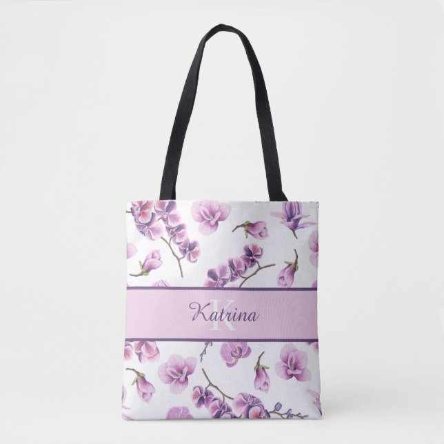 Monogrammierte Orchideen-Tasche (Vorderseite)