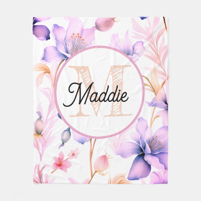 Monogrammierte personalisierte Fleece-Decke florl Fleecedecke (Vorderseite)