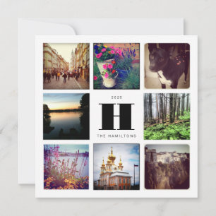 Monogrammierte quadratische Acht-Foto-Instagram-Co Feiertagskarte