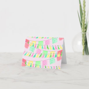 Monogrammierte Quaste Papel Picado Rosa Grüne Fies Dankeskarte