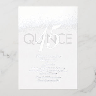 Monogrammierte Quince gepresster Glitter Silber Folieneinladung