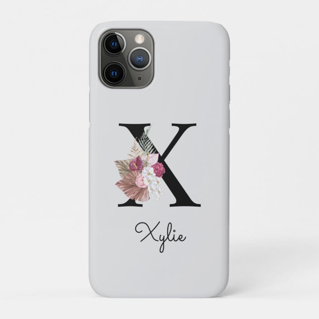 Monogrammierte rosa florale Initiale X Case-Mate iPhone Hülle (Rückseite)