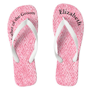 Monogrammierte rosa Glitter-Mutter der Braut Bräut Flip Flops