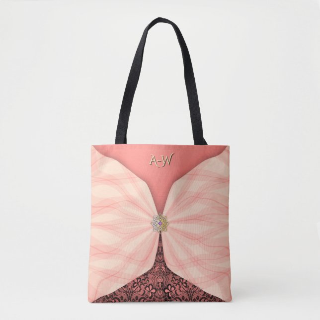 Monogrammierte rosafarbene Juwel-Textil-Illusion (Vorderseite)