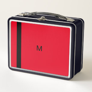 Monogrammierte rote moderne stilvolle metall brotdose