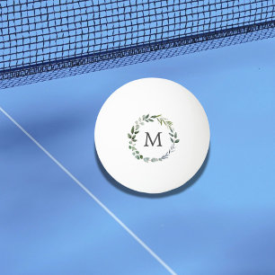 Monogrammierte Salbeigrüne Blätter Grüner Kranz  Tischtennisball