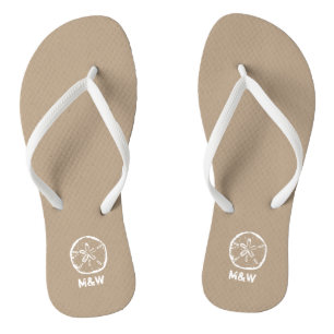 Monogrammierte Sand-Dollar-Strandhochzeits-Pantole Flip Flops